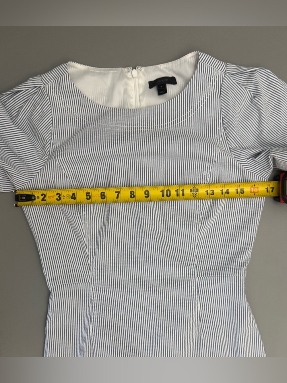 J. Crew Blue and White Striped Midi Seersucker Dress Size 4 - Picture 9 of 10